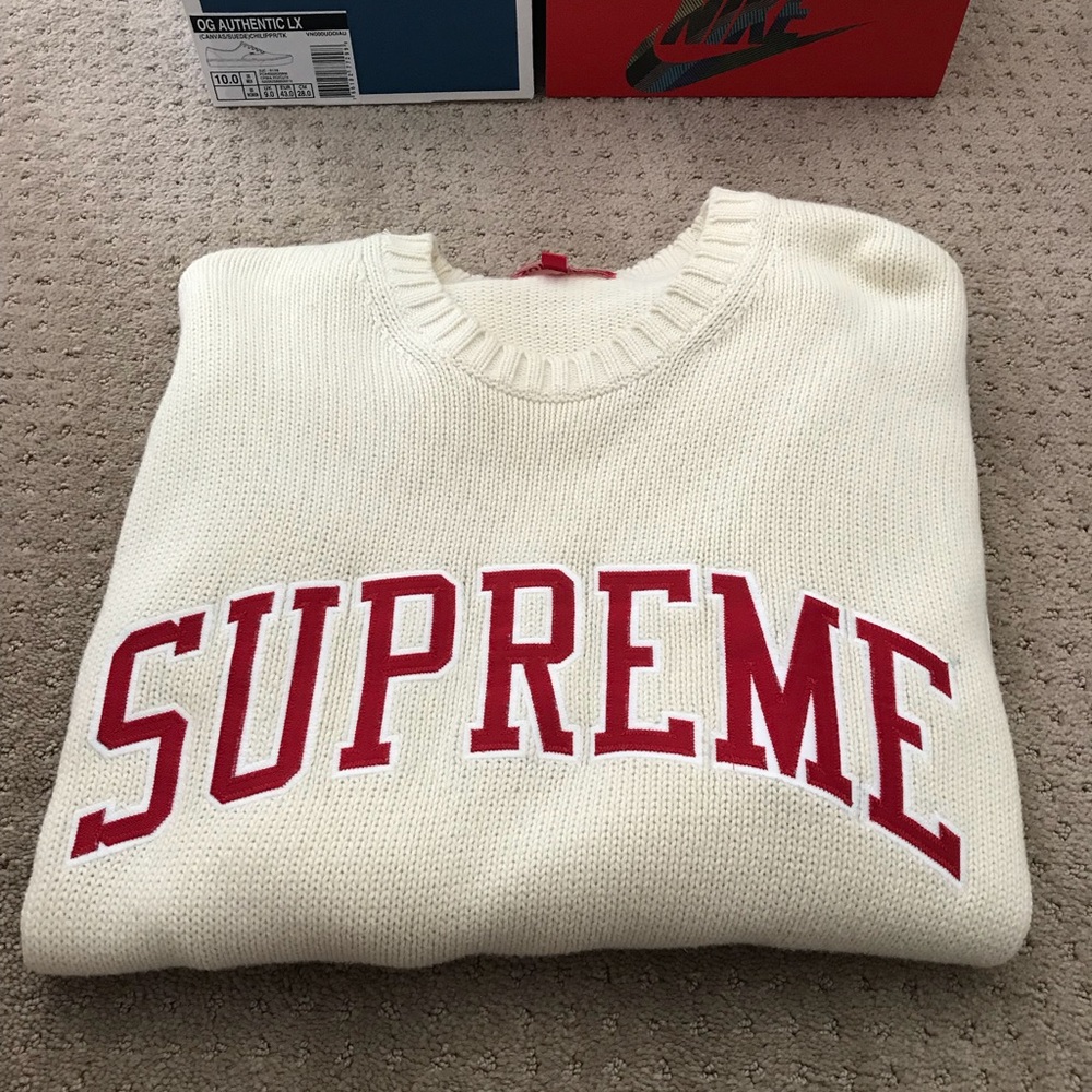Supreme Tackle Twill Sweater Cream/Off White